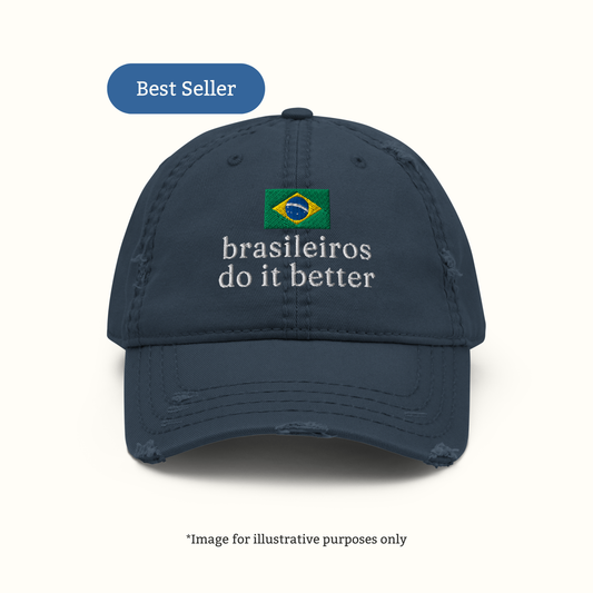 Brasileiras Do It Better™ Distressed Navy Dad Hat